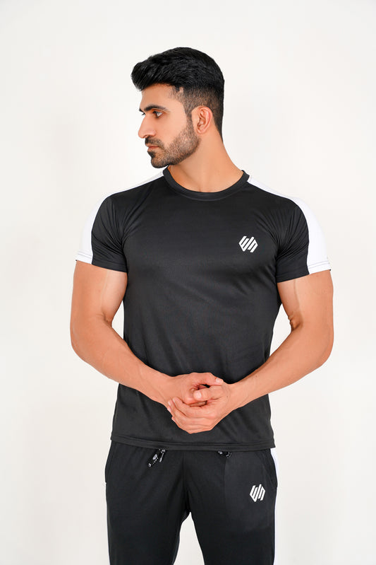 BLACK AND WHITE DRY-FIT TRACKSUIT