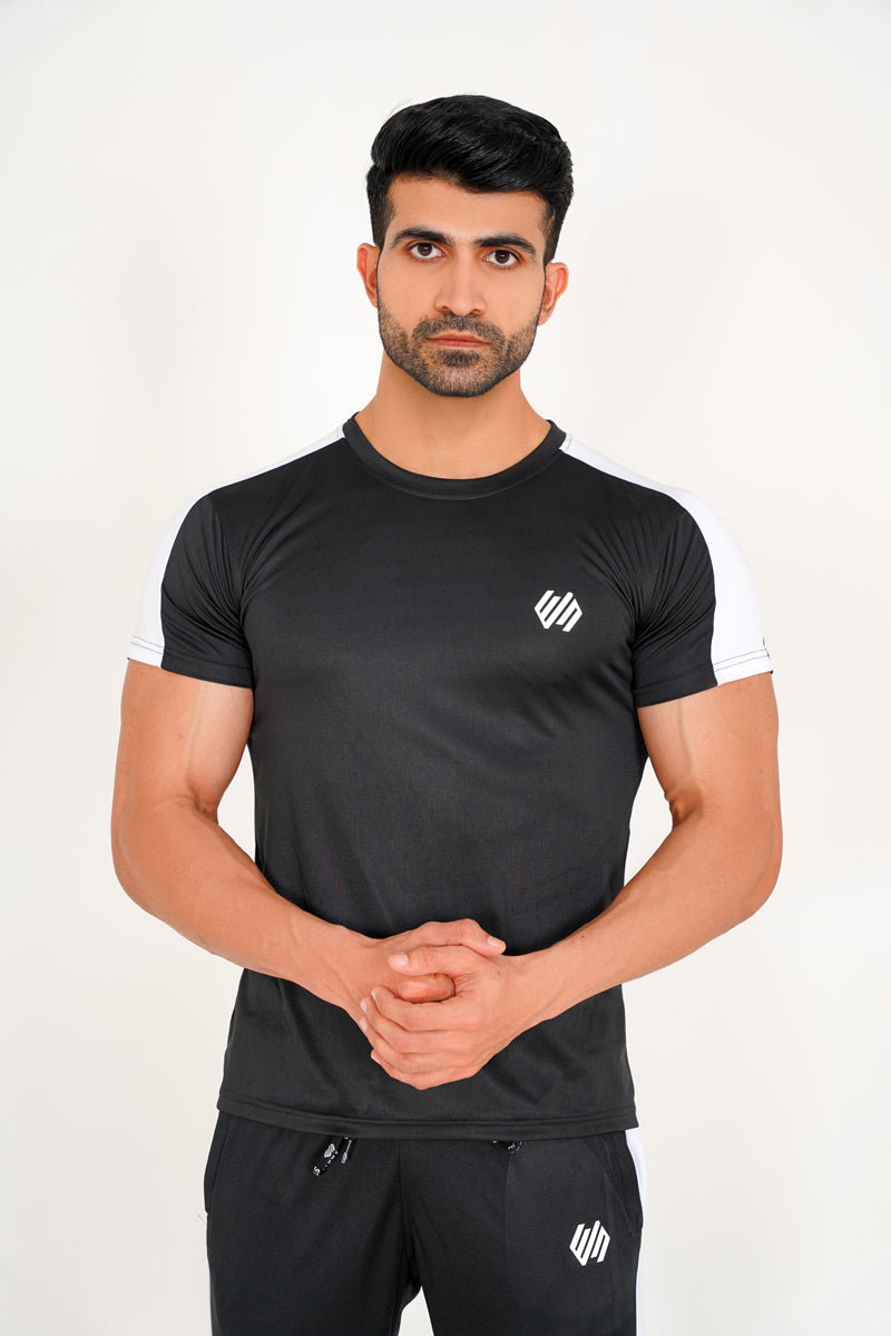 BLACK AND WHITE DRY-FIT TRACKSUIT