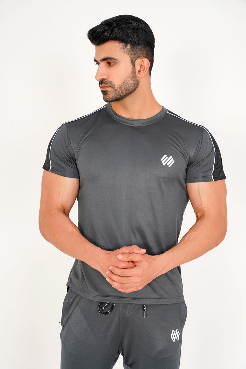 GRAY AND BLACK DRY-FIT TRACKSUIT