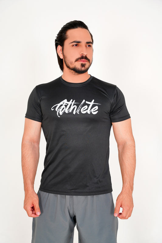 BLACK AND WHITE ATHLETE TEE