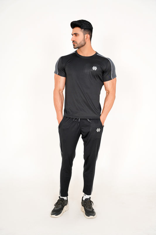 BLACK AND GRAY DRY-FIT TROUSER