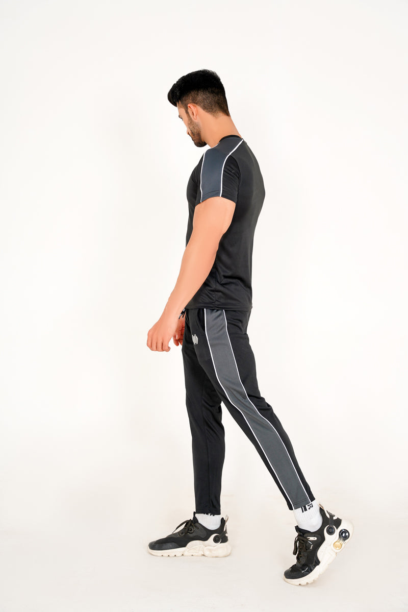 BLACK AND GRAY DRY-FIT TROUSER