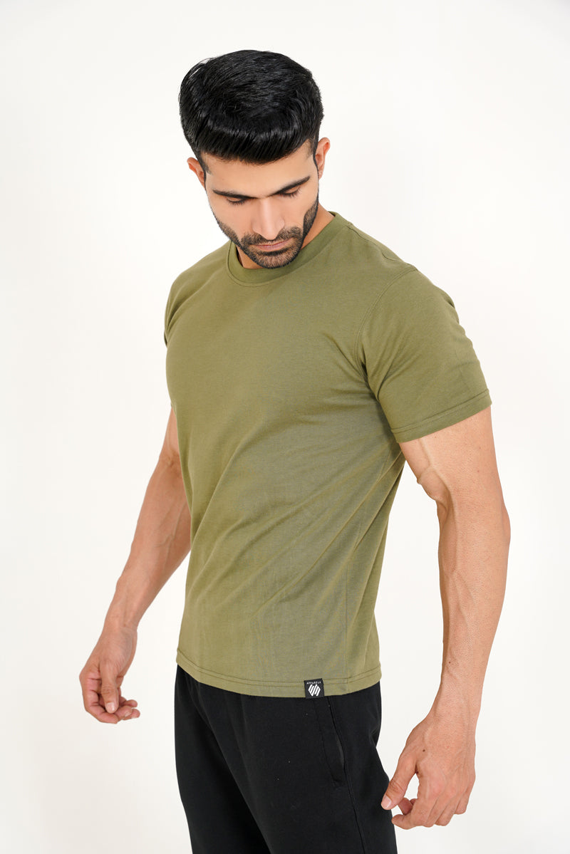OLIVE BASIC COTTON TEE