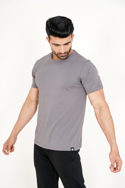 SMOKE GRAY BASIC COTTON TEE