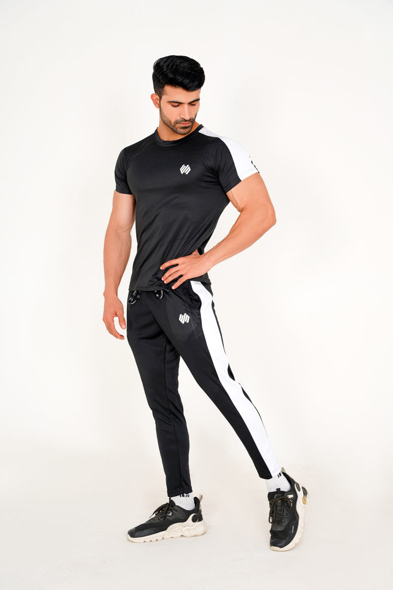 BLACK AND WHITE DRY-FIT TRACKSUIT
