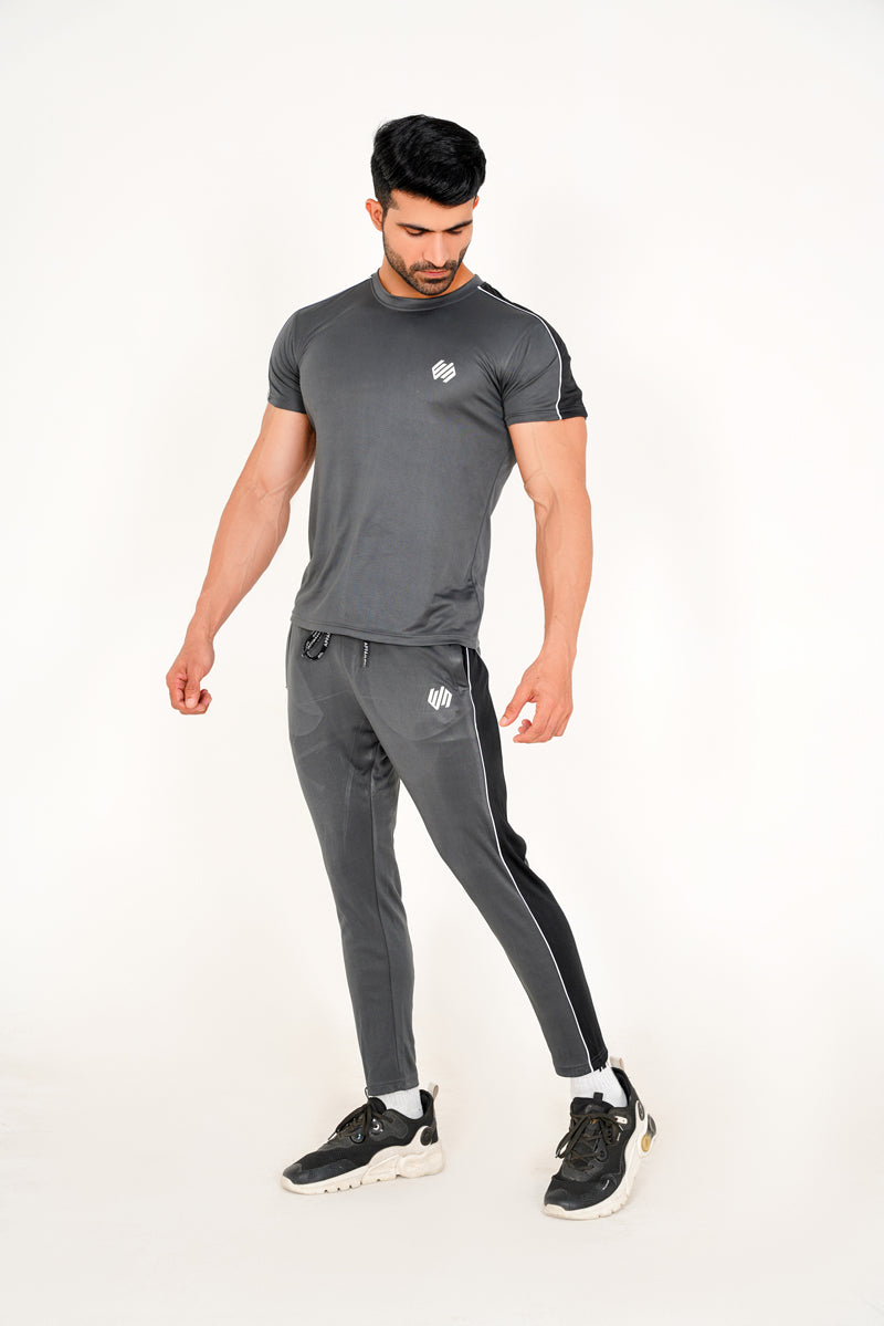 GRAY AND BLACK DRY-FIT TRACKSUIT