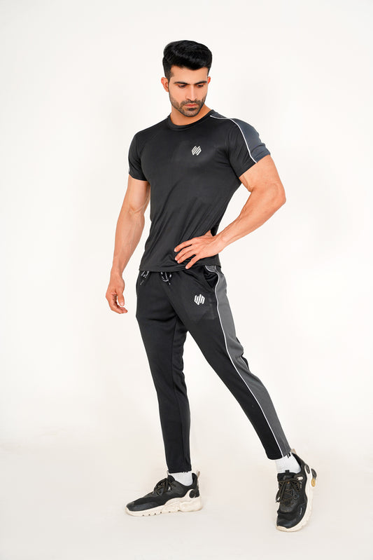 BLACK AND GRAY DRY-FIT TRACKSUIT