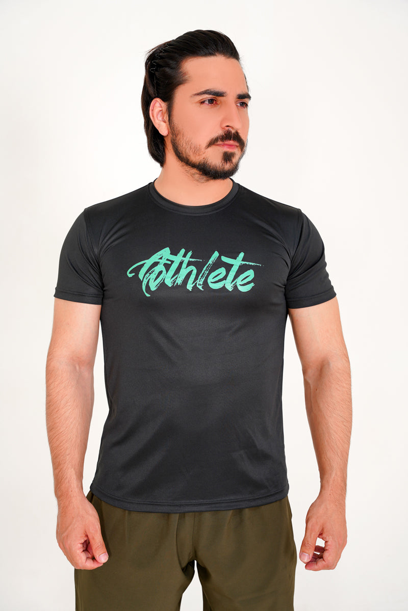 BLACK AND GREEN ATHLETE TEE